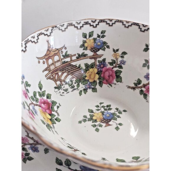 Aynsley England  Pagoda Pattern by John Aynsley Double HANDLE Soup Sets (2) - Picture 5 of 16